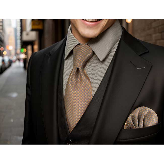shlax & wing A44 Mens Neckties Brown Gray Houndstooth Fashion Classic Hankies Set Party Gift Tienda