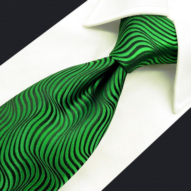 shlax & wing A45 Emerald Green Ripple Classic Wedding Party Gift Extra Long Size Ties Business Fashion Liquidación