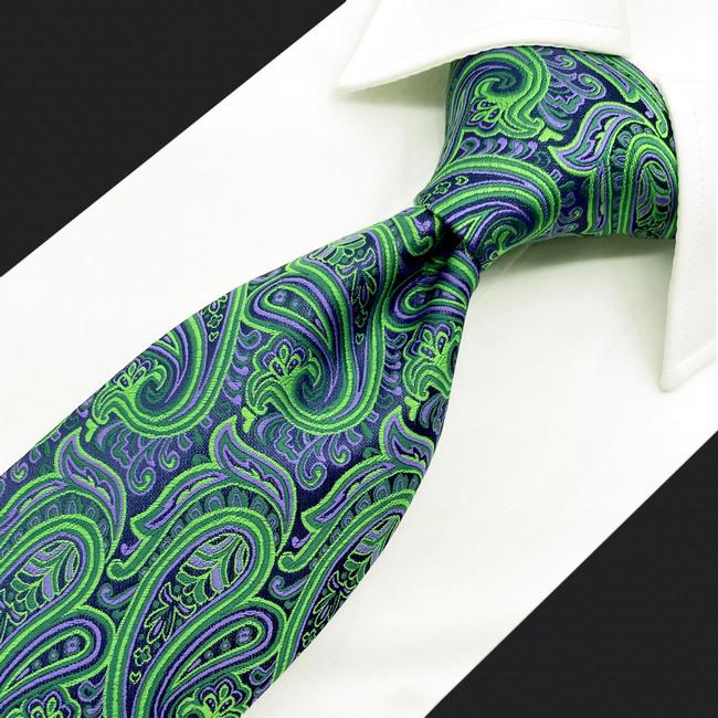 shlax & wing A48 Green Paisley Mens Neckties Pocket Square Set Classic Fashion Wedding Extra Long Size Rebajas online