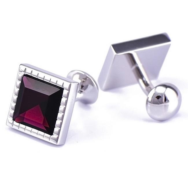 shlax & wing Men’s Stud Cufflinks Purple Silver Zircon Cuff Links Square 57 Últimos 2 días