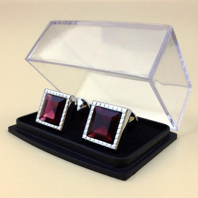 shlax & wing Men’s Stud Cufflinks Purple Silver Zircon Cuff Links Square 57 Últimos 2 días