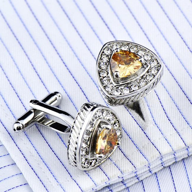 shlax & wing Cufflinks for Men Triangle Yellow Crystal Men’s Cuff Links Gift 58 Promoción por tiempo limitado