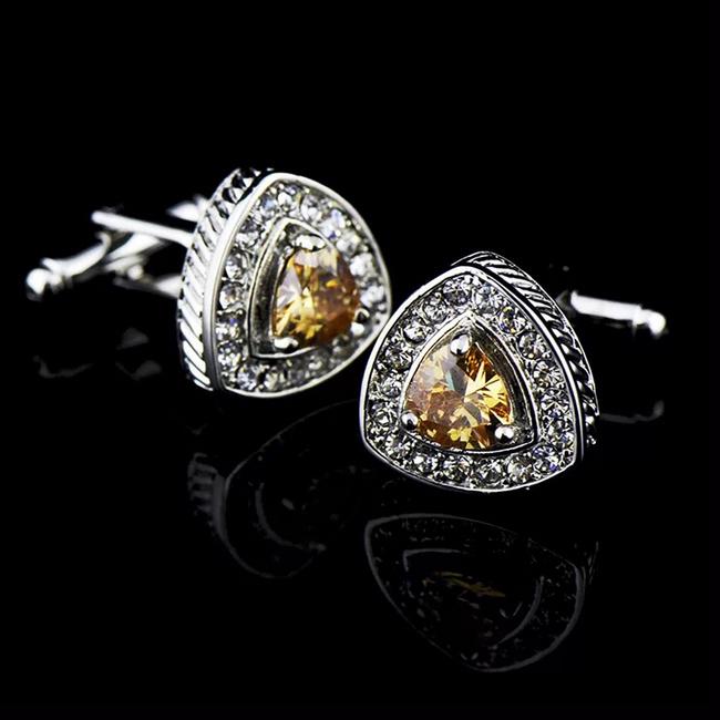 shlax & wing Cufflinks for Men Triangle Yellow Crystal Men’s Cuff Links Gift 58 Promoción por tiempo limitado