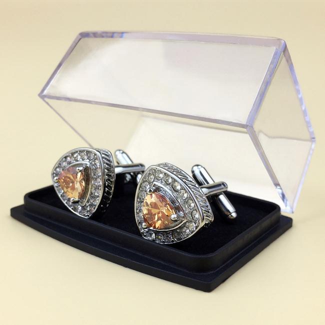 shlax & wing Cufflinks for Men Triangle Yellow Crystal Men’s Cuff Links Gift 58 Promoción por tiempo limitado