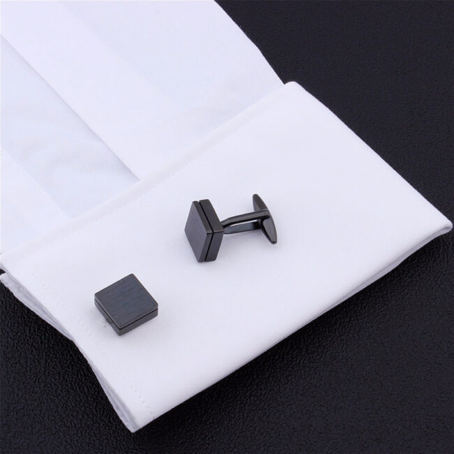 shlax & wing Pair of Mens Cufflinks Black Stainless steel Mens Studs Square Premium Quality 92 Solo hoy