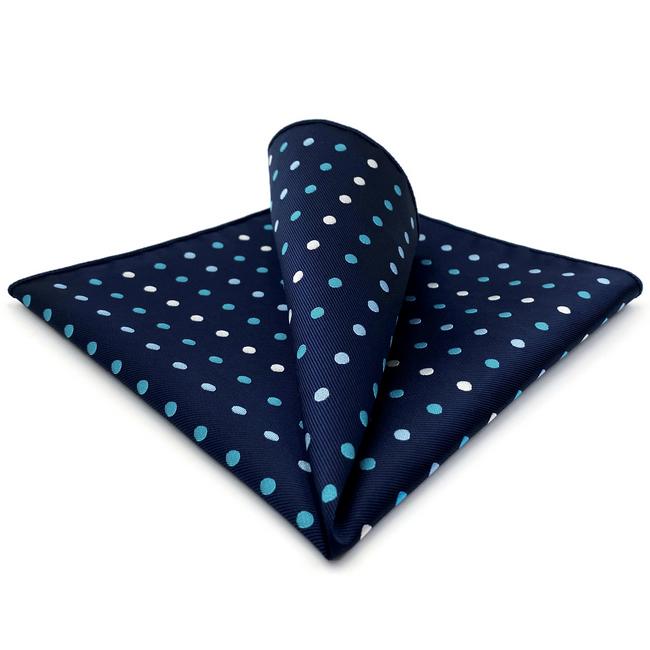 shlax & wing BH24 Navy Polka Dots Silk Mens Pocket Square Fashion Classic Handkerchief Dress Hanky Grandes descuentos