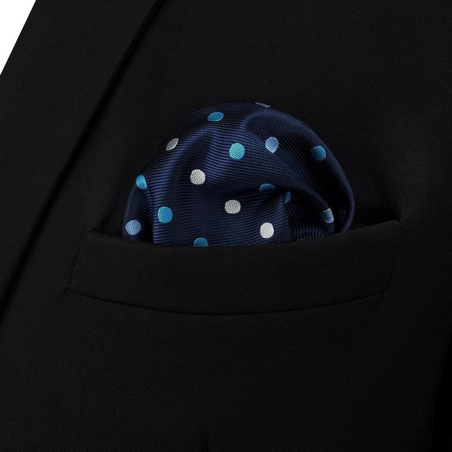 shlax & wing BH24 Navy Polka Dots Silk Mens Pocket Square Fashion Classic Handkerchief Dress Hanky Grandes descuentos