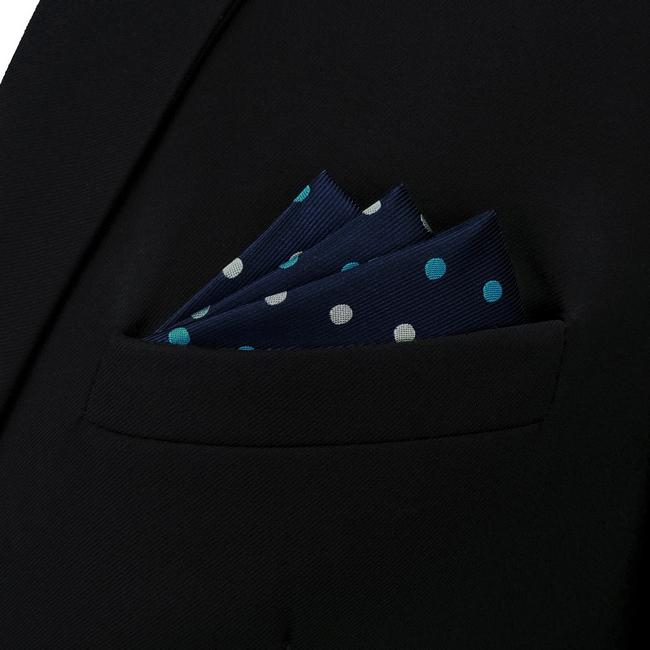shlax & wing BH24 Navy Polka Dots Silk Mens Pocket Square Fashion Classic Handkerchief Dress Hanky Grandes descuentos
