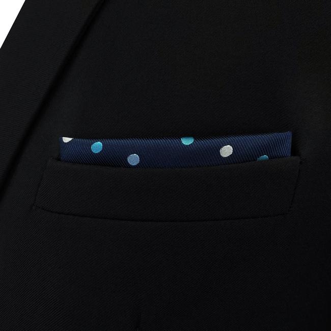 shlax & wing BH24 Navy Polka Dots Silk Mens Pocket Square Fashion Classic Handkerchief Dress Hanky Grandes descuentos
