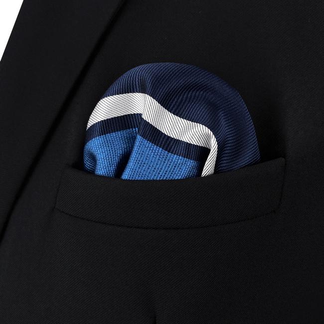 shlax & wing AH99 Blue Striped Mens Pocket Square Fashion Classic Handkerchief Dress Hanky Liquidación