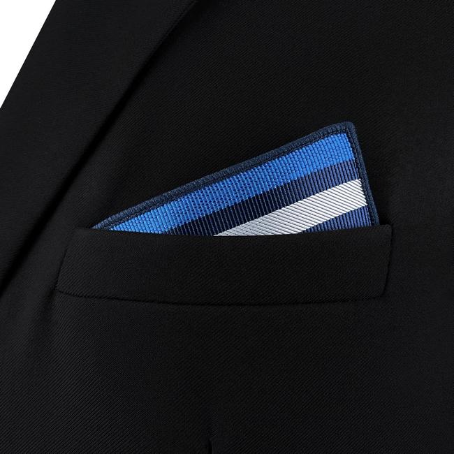shlax & wing AH99 Blue Striped Mens Pocket Square Fashion Classic Handkerchief Dress Hanky Liquidación