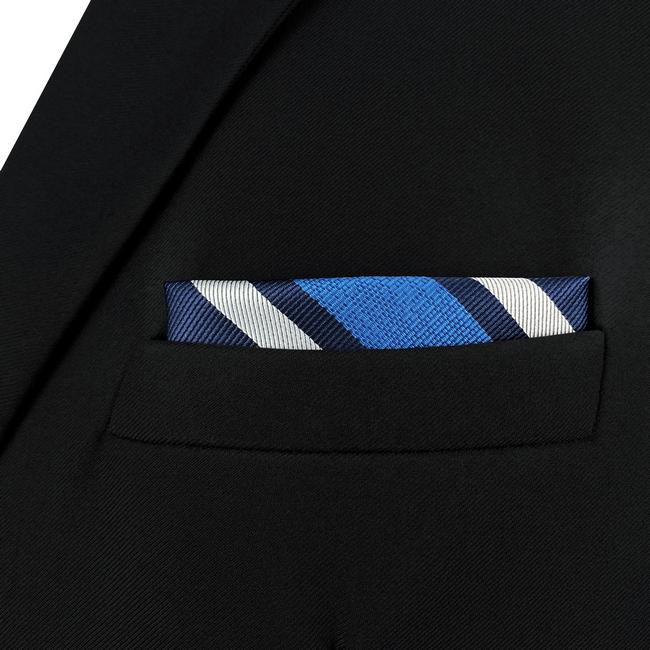 shlax & wing AH99 Blue Striped Mens Pocket Square Fashion Classic Handkerchief Dress Hanky Liquidación