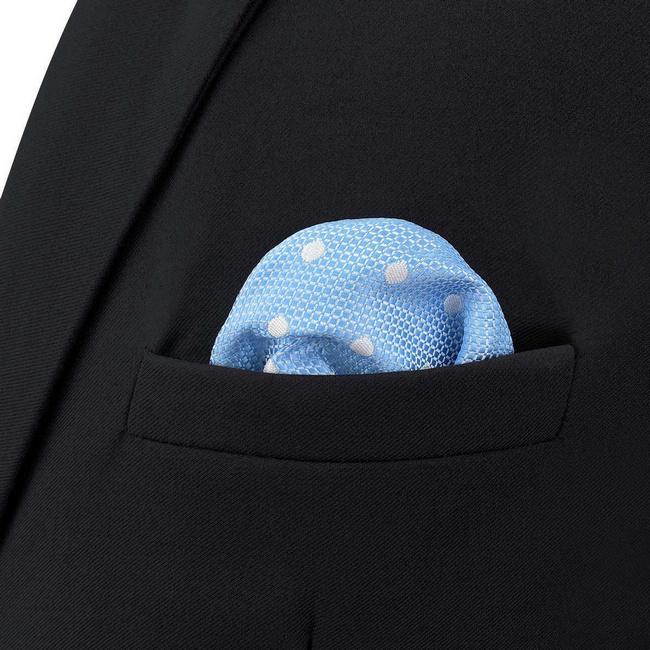 shlax & wing BH55 Light Blue Polka Dots Mens Pocket Square Fashion Party Classic Handkerchief Dress Hanky Ahorra y exporta