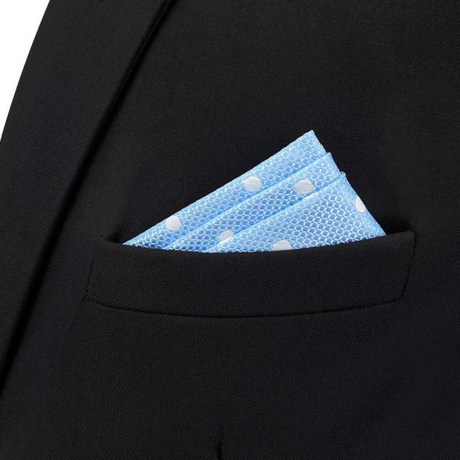 shlax & wing BH55 Light Blue Polka Dots Mens Pocket Square Fashion Party Classic Handkerchief Dress Hanky Ahorra y exporta