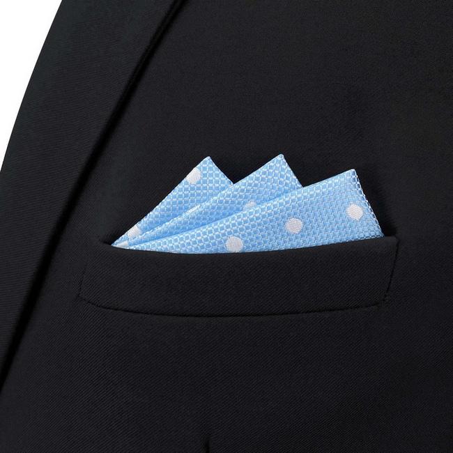 shlax & wing BH55 Light Blue Polka Dots Mens Pocket Square Fashion Party Classic Handkerchief Dress Hanky Ahorra y exporta