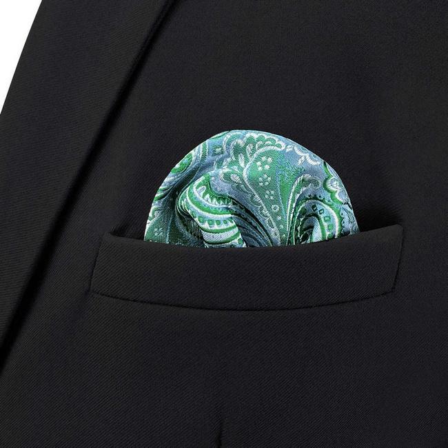 shlax & wing BH61 Aqua Geometric Mens Pocket Square Classic Fashion Wedding Handkerchief Dress Hanky Precios de Black Friday