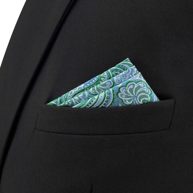 shlax & wing BH61 Aqua Geometric Mens Pocket Square Classic Fashion Wedding Handkerchief Dress Hanky Precios de Black Friday