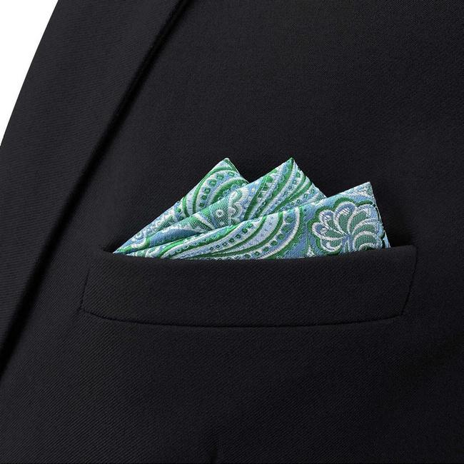 shlax & wing BH61 Aqua Geometric Mens Pocket Square Classic Fashion Wedding Handkerchief Dress Hanky Precios de Black Friday