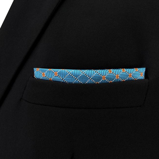 shlax & wing BH5 Blue Bisque Geometric Silk Mens Pocket Square Fashion Classic Handkerchief Dress Hanky Descuentos del mes