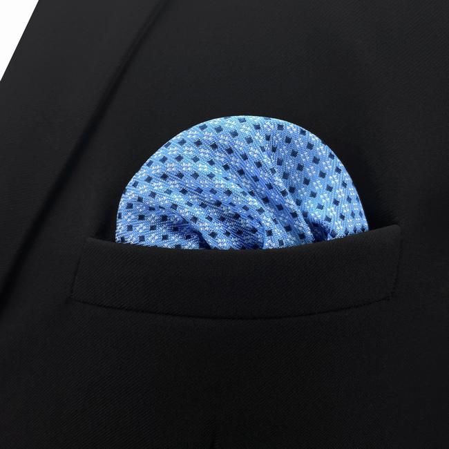 shlax & wing BH6 Azure Polka Dots Silk Mens Pocket Square Wedding Classic Handkerchief Brand New Dress Hanky Oferta exclusiva