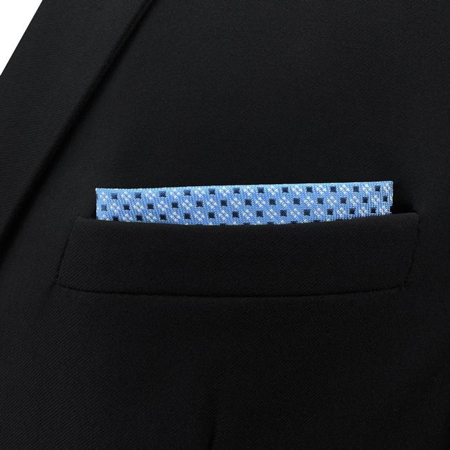 shlax & wing BH6 Azure Polka Dots Silk Mens Pocket Square Wedding Classic Handkerchief Brand New Dress Hanky Oferta exclusiva