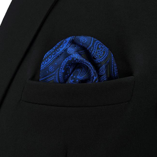 shlax & wing BH7 Navy Paisley Silk Mens Pocket Square Fashion Classic Brand New Handkerchief Wedding Hanky Última moda