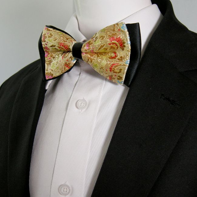 shlax & wing Wedding Gold Red Floral Mens Pre-tied Ajustable SilkBlend Wedding Dress Fashion SilkBlend Bow Tie Descuento por venta flash