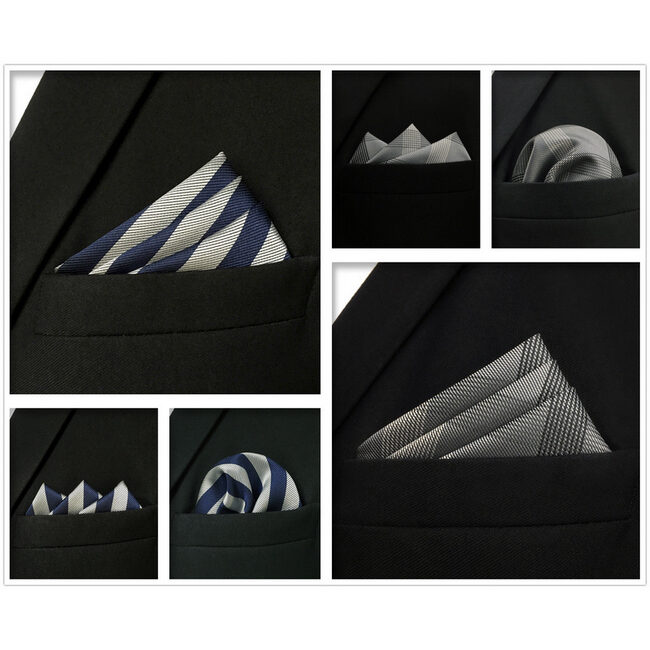 shlax & wing 5 Pieces Assorted Fashion Mens Pocket Square Classic Handkerchiefs Set 2-55 2025