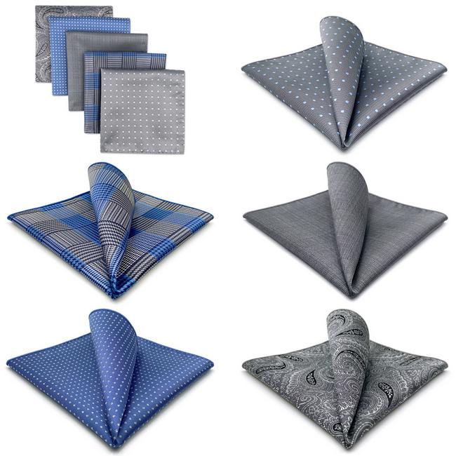 shlax & wing 5 Pieces Assorted Mens Pocket Square Fashion Gift Classic Handkerchiefs Set 1-37 Outlet online