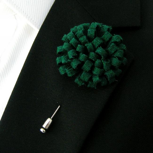 shlax & wing Green Wool Felt Lapel Flowers Boutonniere Stick Pin Men’s Accessories Handmade Necktie Gran oferta
