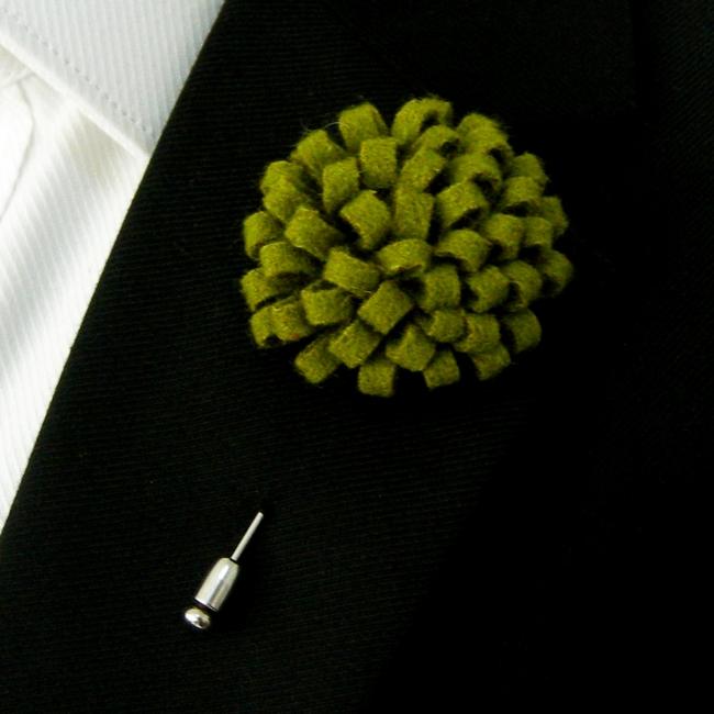 shlax & wing Light Green Lime Wool Felt Lapel Flowers Boutonniere Stick Pin Men’s Accessories Handmade Necktie Rebajas de fábrica