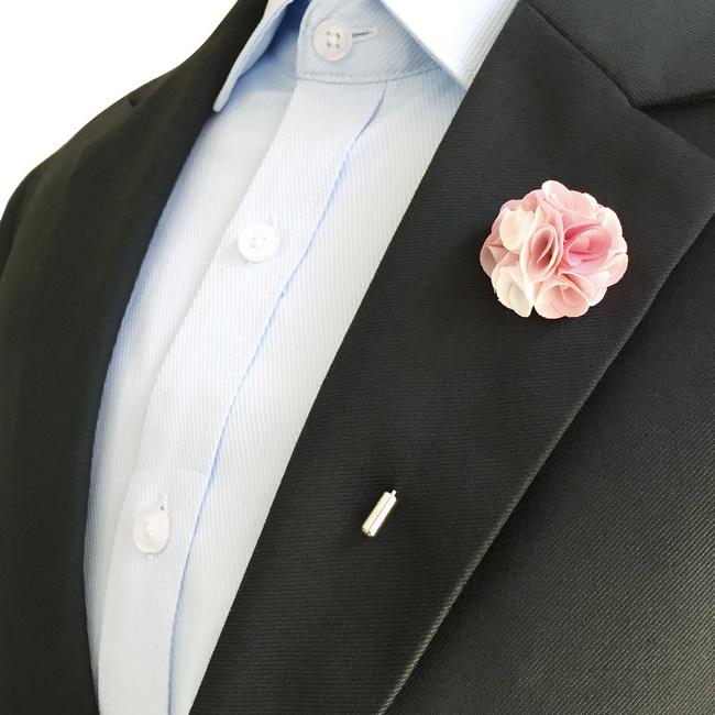 shlax & wing Pink White Cotton Blend Lapel Flowers Boutonniere Stick Pin Men’s Accessories Handmade Necktie Tienda
