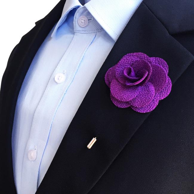 shlax & wing Purple Cotton Blend Lapel Flowers Boutonniere Stick Pin Men’s Accessories Handmade Necktie Mejor oferta