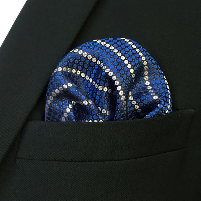 shlax & wing FH27 Blue Striped Mens Pocket Square Classic Fashion Handkerchief Business Wedding Rebajas online