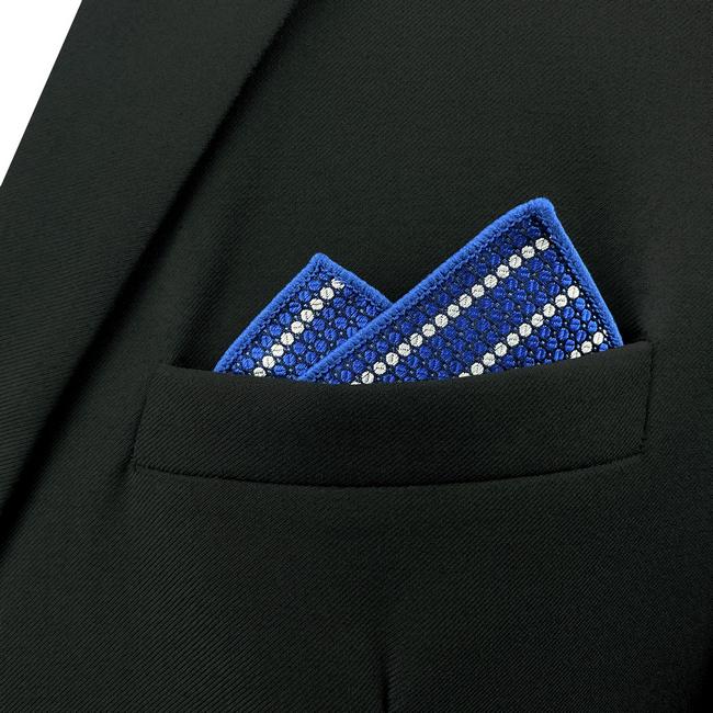 shlax & wing FH27 Blue Striped Mens Pocket Square Classic Fashion Handkerchief Business Wedding Rebajas online