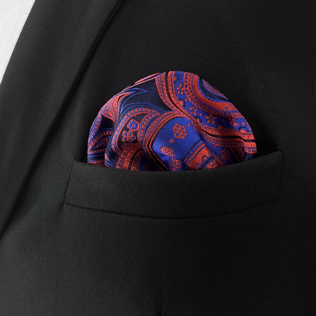 shlax & wing CH12 Navy Red Paisley Silk Jacquard Woven Mens Pocket Square Wedding Fashion Classic Handkerchief Dress Hanky Envío gratis