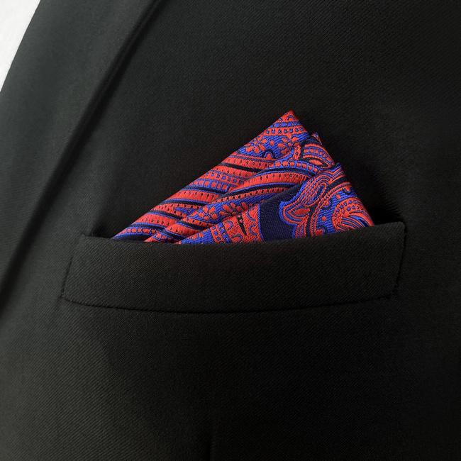 shlax & wing CH12 Navy Red Paisley Silk Jacquard Woven Mens Pocket Square Wedding Fashion Classic Handkerchief Dress Hanky Envío gratis
