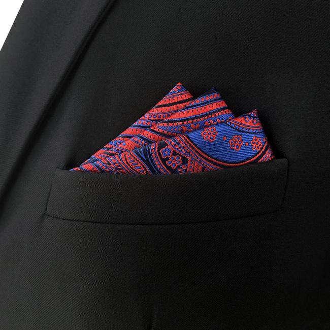 shlax & wing CH12 Navy Red Paisley Silk Jacquard Woven Mens Pocket Square Wedding Fashion Classic Handkerchief Dress Hanky Envío gratis