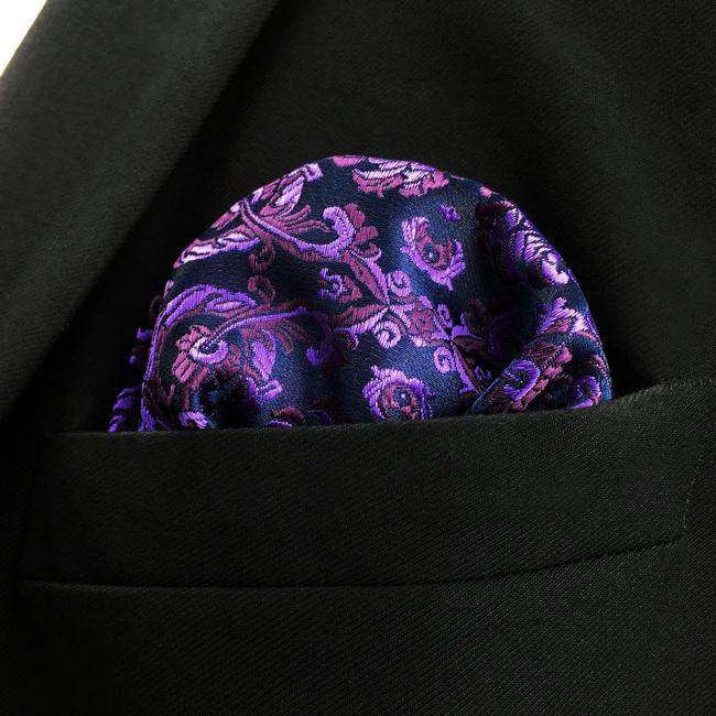 shlax & wing DH15 Purple Abstract Silk Jacquard Woven Mens Pocket Square Classic Fashion Accessory Hanky Últimos 3 días