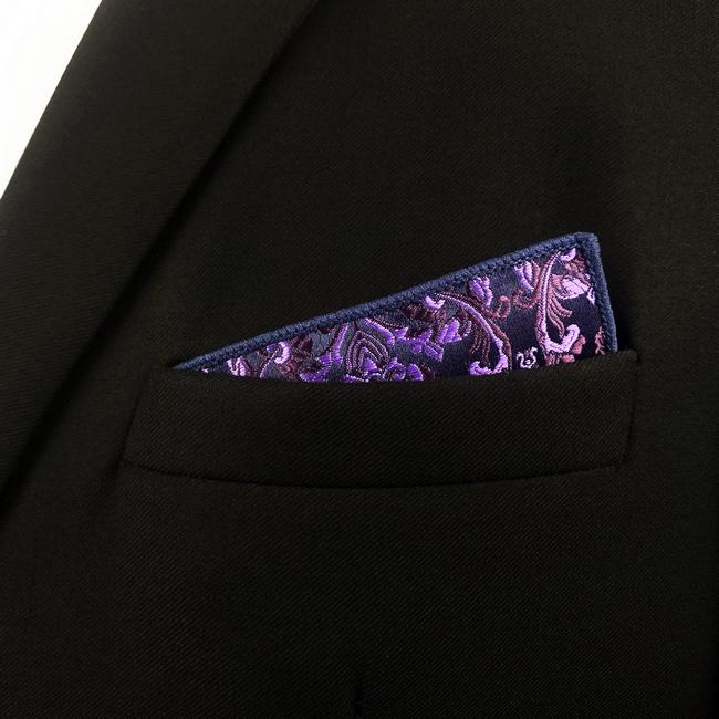 shlax & wing DH15 Purple Abstract Silk Jacquard Woven Mens Pocket Square Classic Fashion Accessory Hanky Últimos 3 días