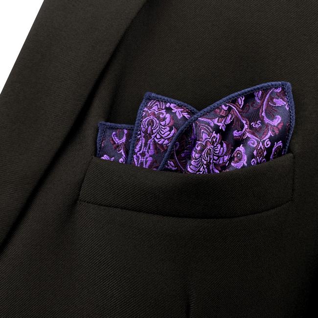 shlax & wing DH15 Purple Abstract Silk Jacquard Woven Mens Pocket Square Classic Fashion Accessory Hanky Últimos 3 días
