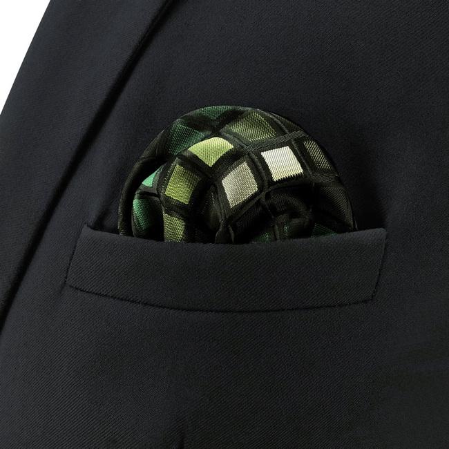 shlax & wing CH2 Green Black Checkes Silk Mens Pocket Square Classic Fashion Hanky Dress Wedding Handkerchief ÚLTIMAS EDICIONES