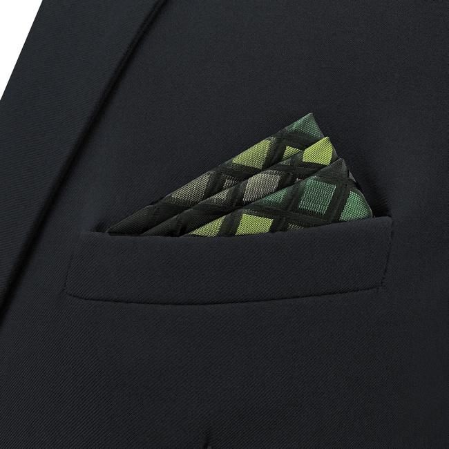 shlax & wing CH2 Green Black Checkes Silk Mens Pocket Square Classic Fashion Hanky Dress Wedding Handkerchief ÚLTIMAS EDICIONES