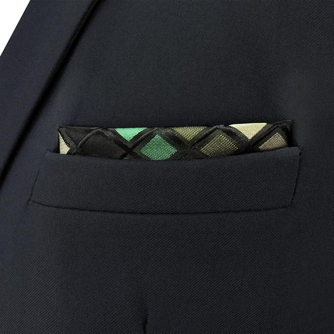 shlax & wing CH2 Green Black Checkes Silk Mens Pocket Square Classic Fashion Hanky Dress Wedding Handkerchief ÚLTIMAS EDICIONES