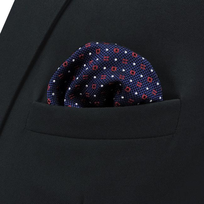 shlax & wing CH24 Navy Red White Dots Mens Pocket Square Silk Wedding Classic Handkerchief Brand New Accessory Hanky Promoción por tiempo limitado