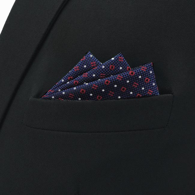 shlax & wing CH24 Navy Red White Dots Mens Pocket Square Silk Wedding Classic Handkerchief Brand New Accessory Hanky Promoción por tiempo limitado