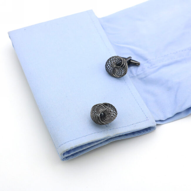 shlax & wing Pair of Mens Cufflinks Black Stainless steel Floral Elegant Style Mens Studs Elegant Style Cuffs 94 Solo hoy