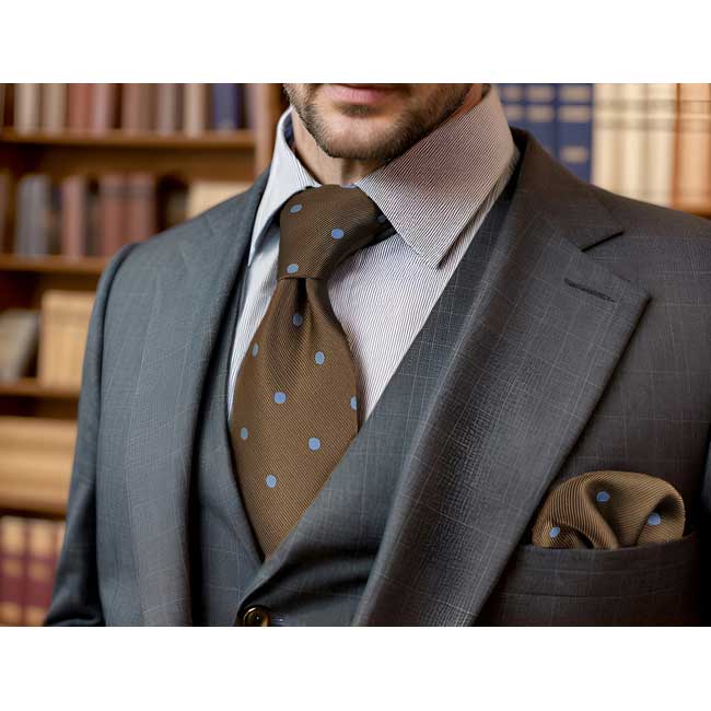 shlax & wing A54 Brown Dots Mens Neckties Hanky Set Fashion Classic Wedding Extra Long Size Business Ties Superdescuento