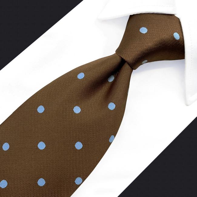 shlax & wing A54 Brown Dots Mens Neckties Hanky Set Fashion Classic Wedding Extra Long Size Business Ties Superdescuento