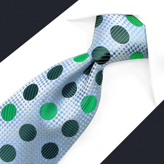 shlax & wing A55 Emerald Green Polka Dots Mens Neckties Hanky Set Fashion Classic Wedding Extra Long Size Gift Ties Grandes descuentos